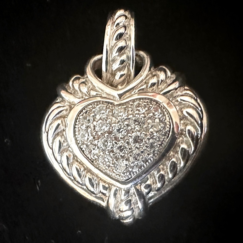 Judith Ripka Sterling Diamonique Heart Enhancer Pendant